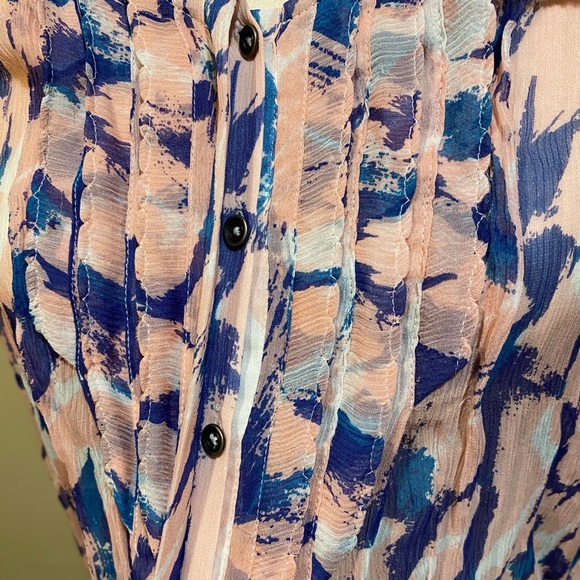 Maeve Anthropologie Pink Blue Painted Blouse - Picture 4 of 7